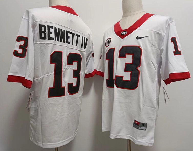Men Georgia Bulldogs #13 Bennettiv White Nike 2025 NCAA Jersey style 1
